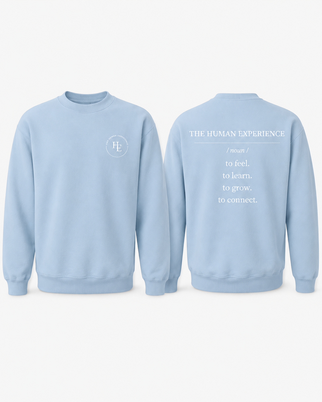 The Human Experience Signature Fleece Crewneck — Pink/Light Blue